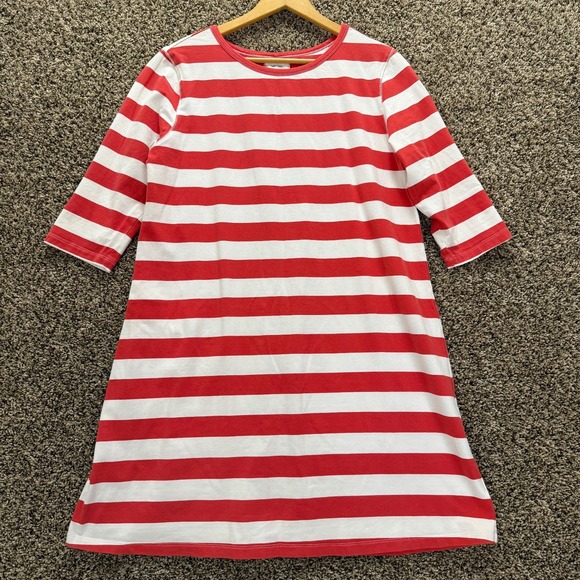 Tyler Boe Dresses & Skirts - Tyler Boe Red & White Stripe Knit L Dress 3/4 Sleeve Shift Americana Coastal